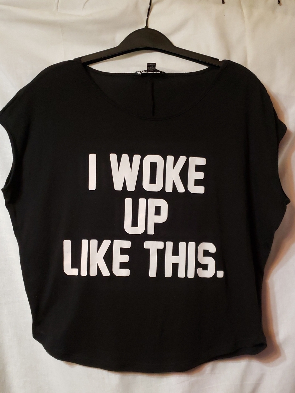 SWS Black Graphic Tee – "I Woke Up Like This"